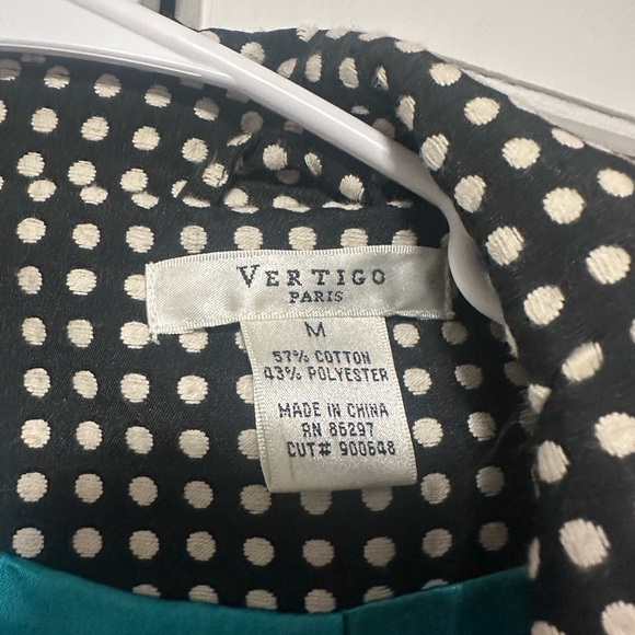 Vintage 2000s Vertigo Paris Black and White Polka Dot Trench Coat - Picture 2 of 4